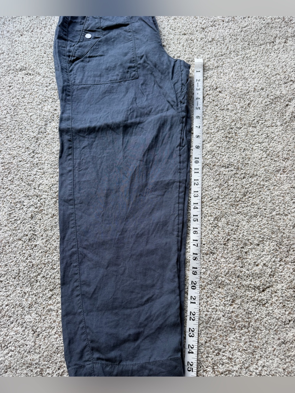 Athleta Voyager Linen Pants Sz 8 Granite Blue Tapered Leg Crop Pull-On Pants - Picture 10 of 10